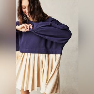 Free People Eleanor Sweatshirt Dress Navy Small